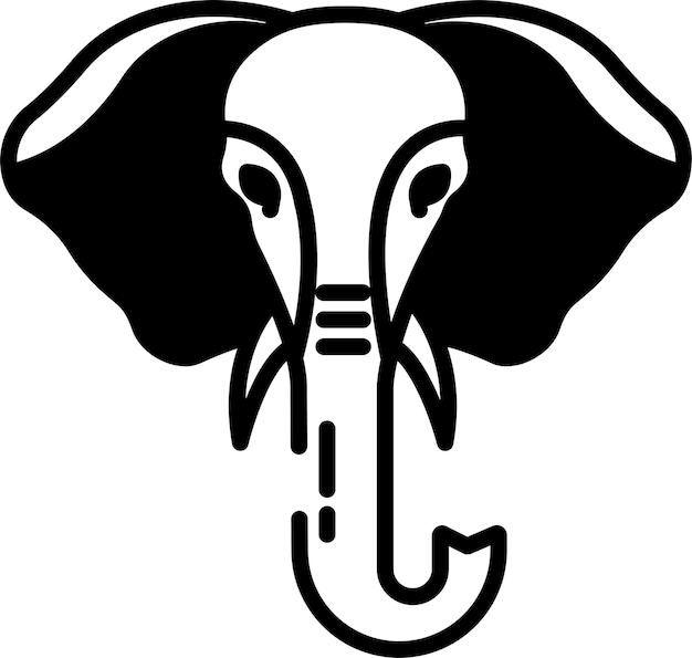 Ilustración de glifo de elefante y vector de línea