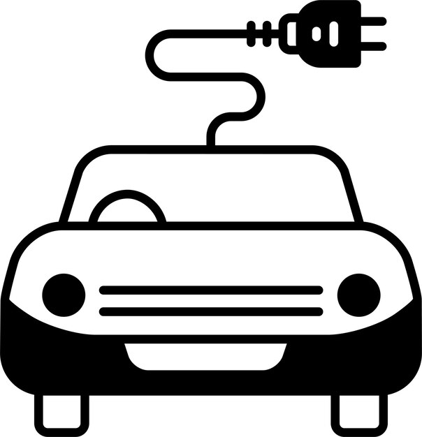 Ilustración de glifo de enchufe de automóvil EV y vector de línea