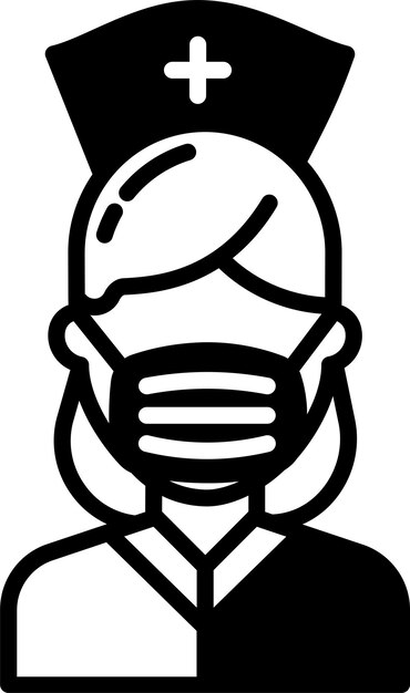 Ilustración de glifo de enfermera y vector de líneas