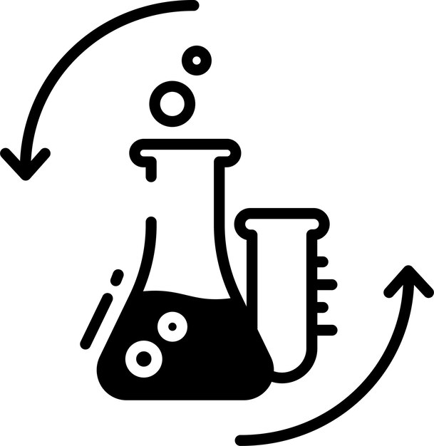 Ilustración del glifo de ensayo químico y del vector de líneas