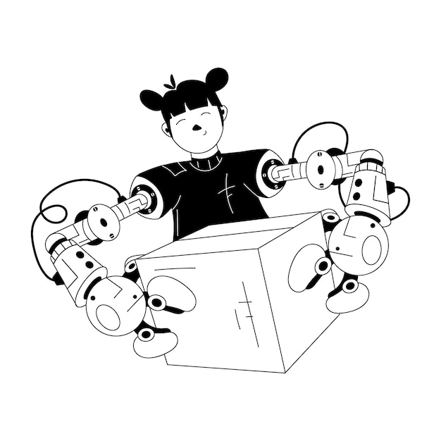 Ilustración de glifo de la entrega del robot