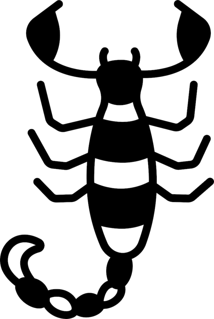 Vector ilustración de glifo de escorpión y vector de líneas