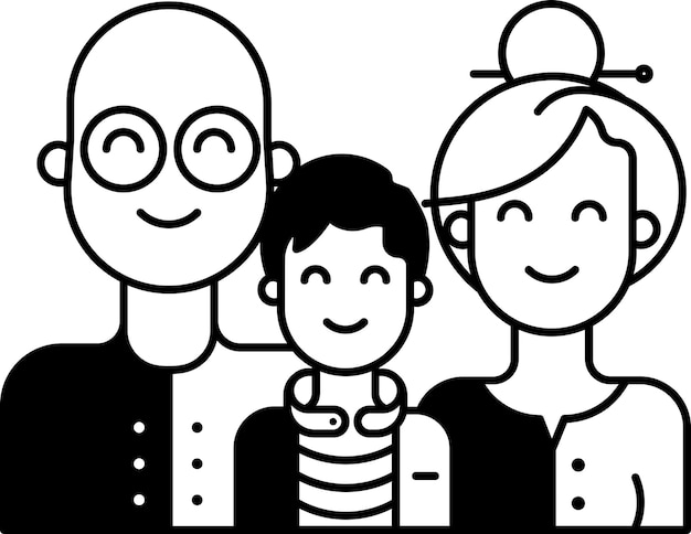 Ilustración de glifo familiar y vector de líneas