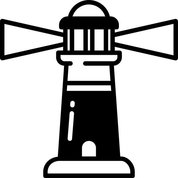 Ilustración de glifo de faro y vector de líneas