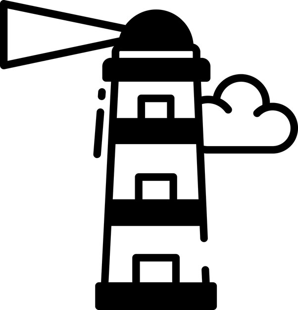 Ilustración de glifo de faro y vector de líneas