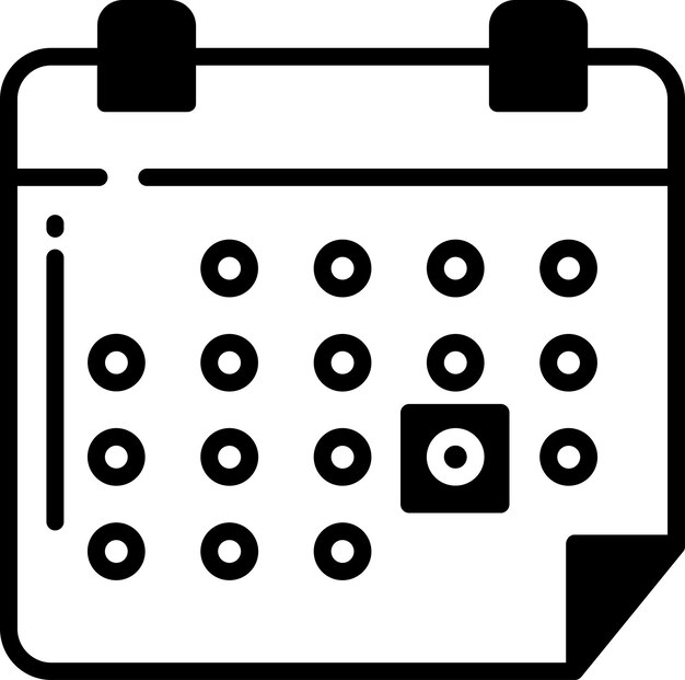 Ilustración de glifo de fecha y vector de líneas