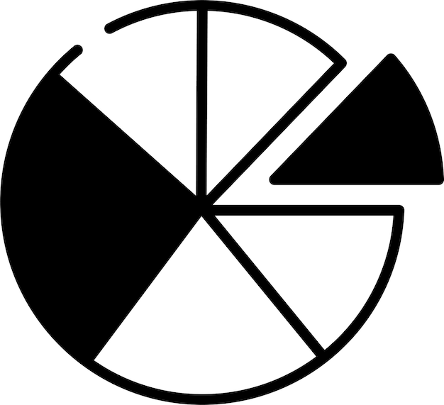 Ilustración de glifo de gráfico de pie y vector de línea