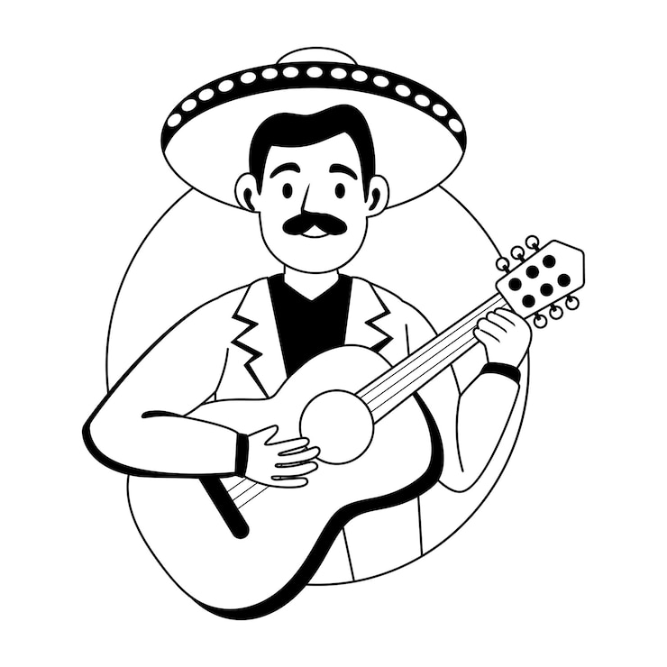 Vector una ilustración de glifo del guitarrista mexicano