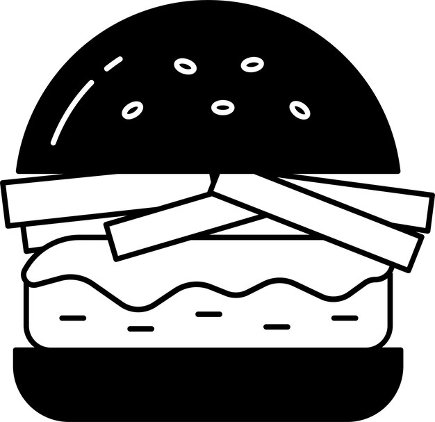 Ilustración de glifo de hamburguesa sabrosa y vector de línea