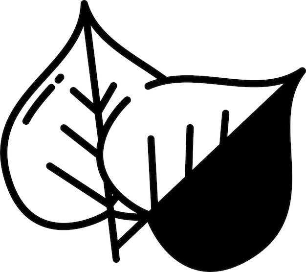 Ilustración del glifo de la hoja de Bodhi y del vector de líneas