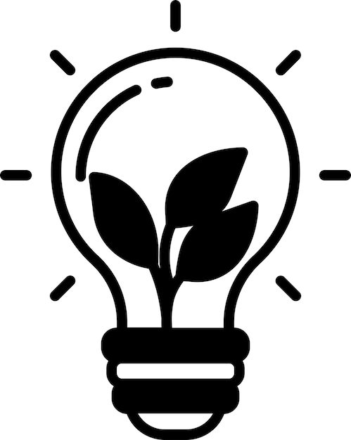 Ilustración del glifo de la lámpara ecológica y del vector de líneas
