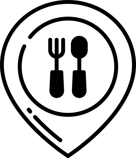 Ilustración de glifo de lugar de restaurante y vector de línea