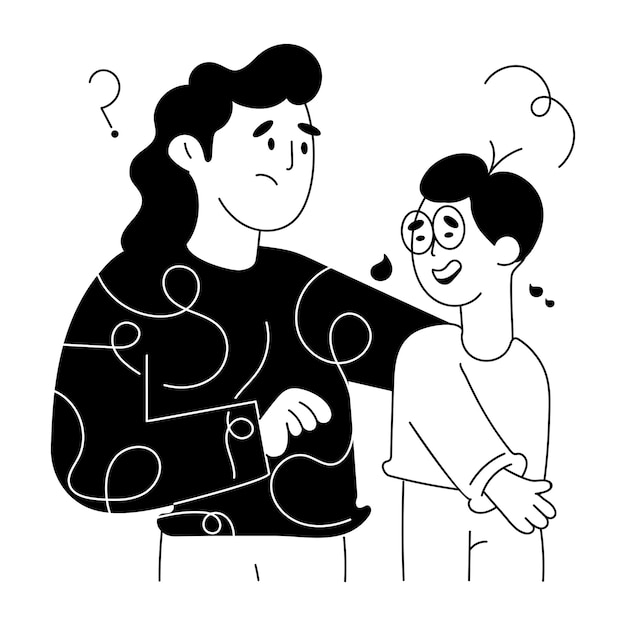 Ilustración de glifo de una madre preocupada