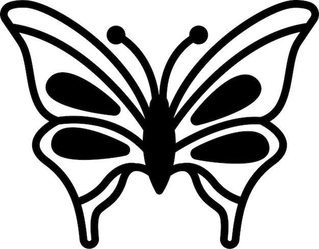 Ilustración de glifo de mariposa y vector de líneas