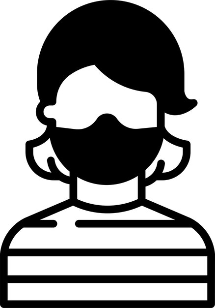 Ilustración de glifo de máscara femenina y vector de líneas