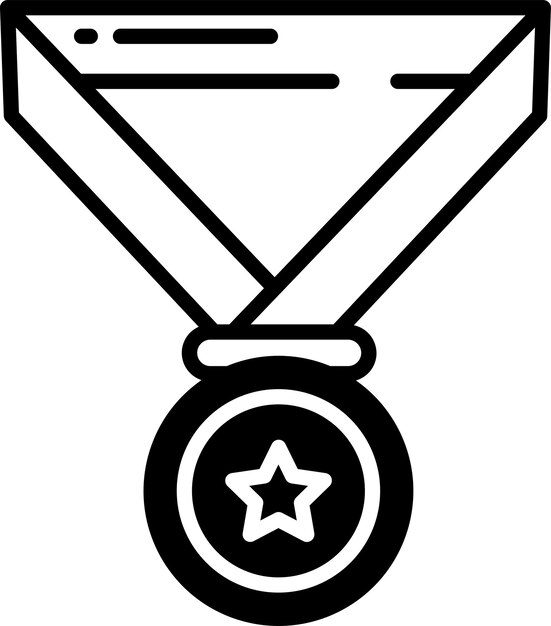 Ilustración de glifo de medalla y vector de línea