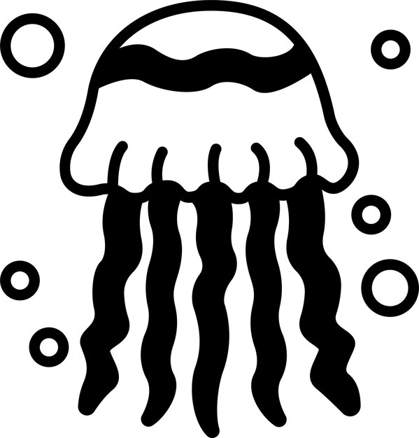 Ilustración de glifo de medusa y vector de línea