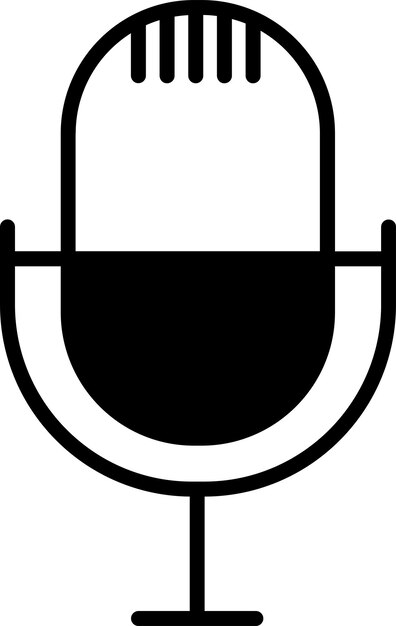 Ilustración de glifo de micrófono y vector de líneas