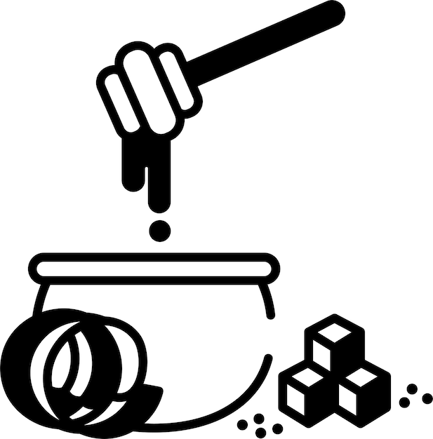 Ilustración de glifo de miel y vector de líneas