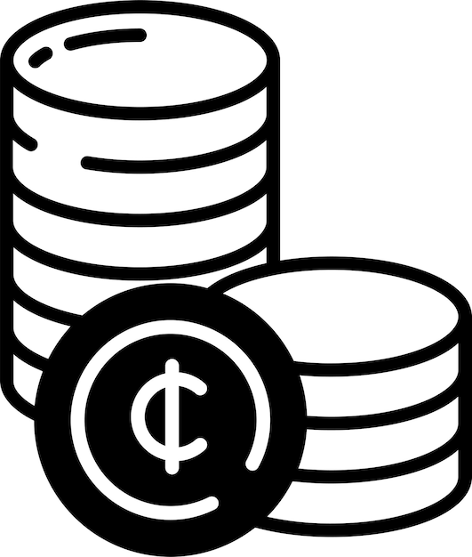 Ilustración de glifo de moneda de Ghana y vector de líneas