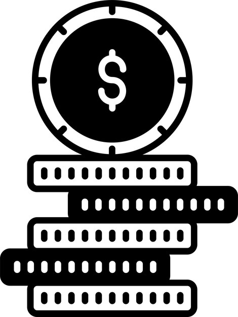 Ilustración de glifo de moneda y vector de línea