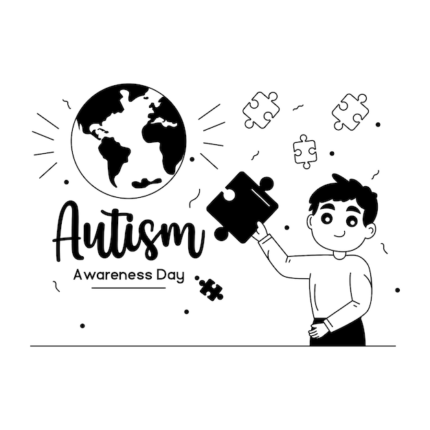 Una ilustración de glifo muy creativa de la conciencia del autismo.