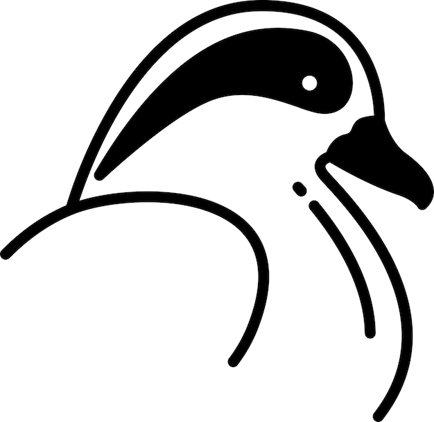 Ilustración de glifo de pájaro pato mandarín y vector de líneas
