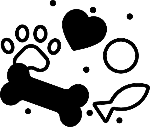 Ilustración de glifo de perro y vector de línea
