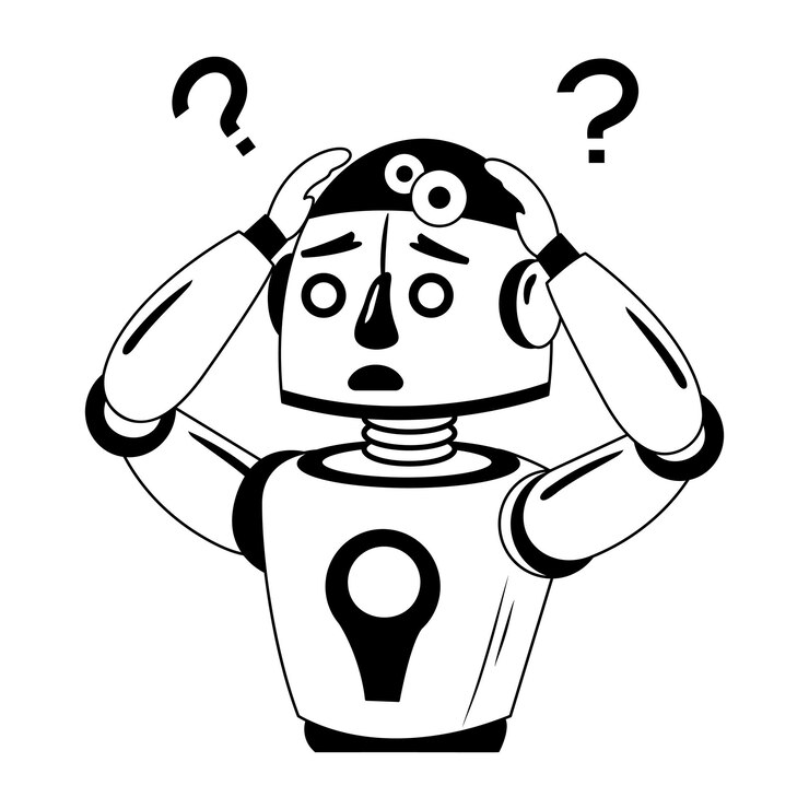 Vector ilustración de un glifo de un personaje robot confundido