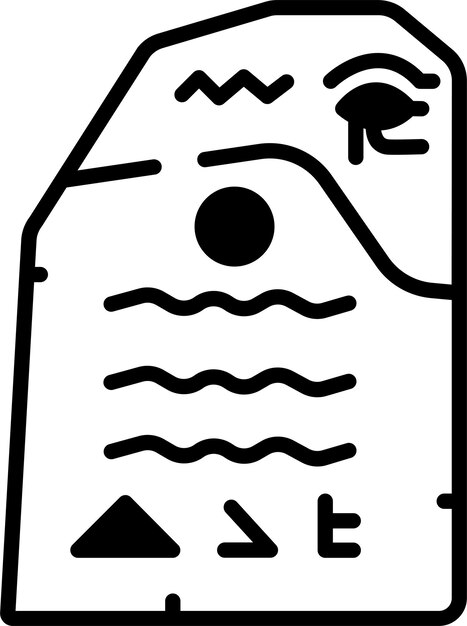 Ilustración del glifo de la piedra Rosetta y del vector de líneas