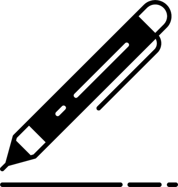 Ilustración de glifo de pluma de bola y vector de línea