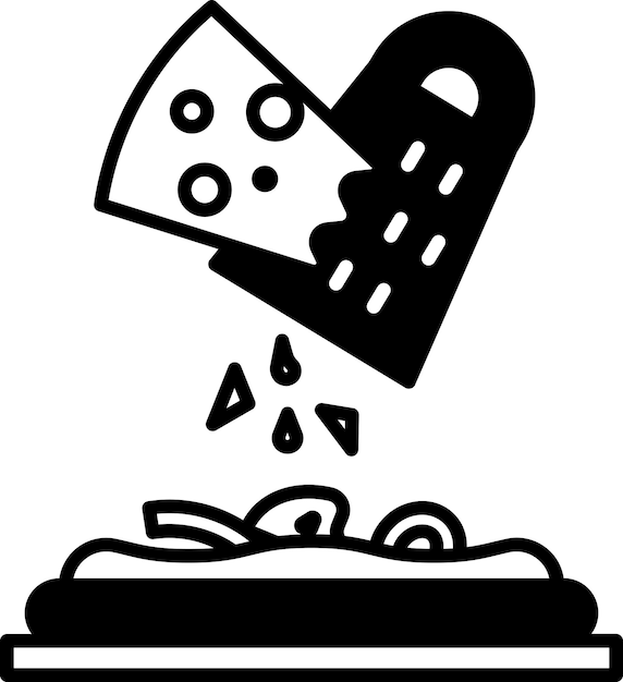 Ilustración de glifo de rejilla de queso y vector de línea