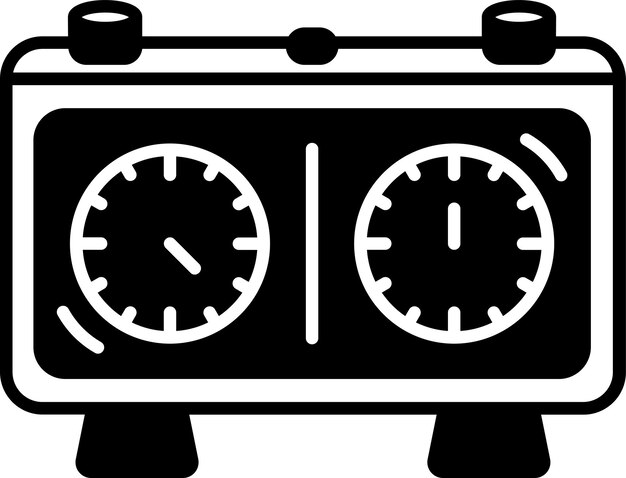 Ilustración de glifo de reloj de ajedrez y vector de línea