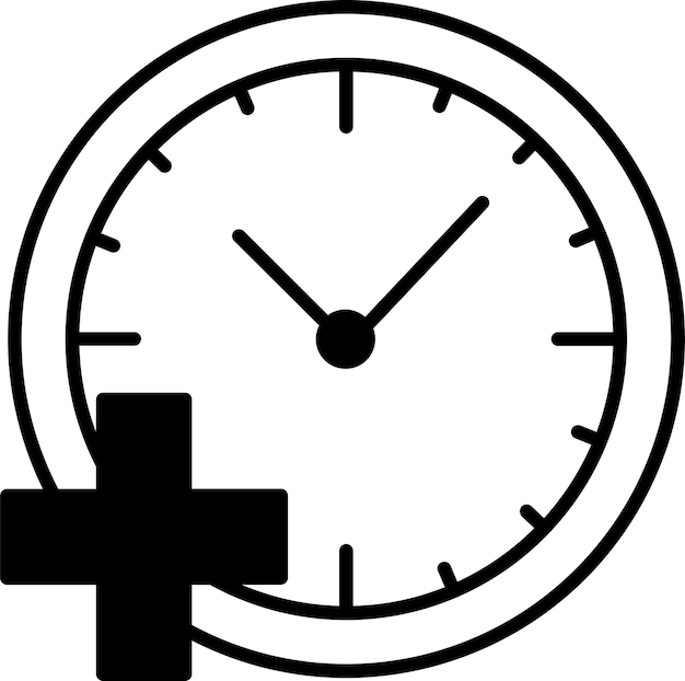 Vector ilustración de glifo de reloj y vector de línea