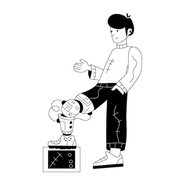 Una ilustración de glifo de un robot humano