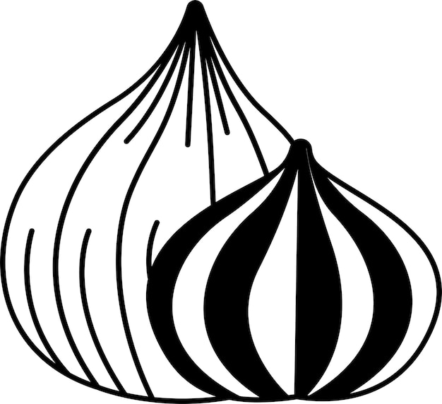 Ilustración de glifo de rodaja de cebolla y vector de línea