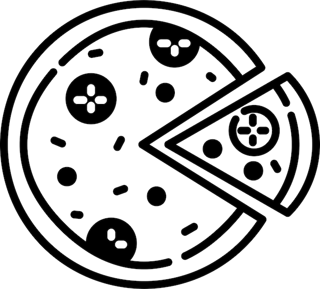 Ilustración de glifo de rodaja de pizza y vector de línea