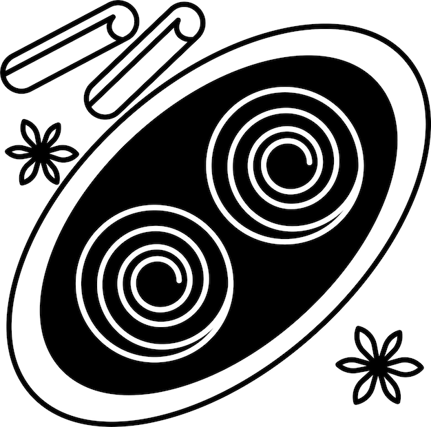 Ilustración de glifo de rollo de canela y vector de líneas
