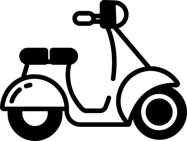Ilustración de glifo de scooter y vector de líneas