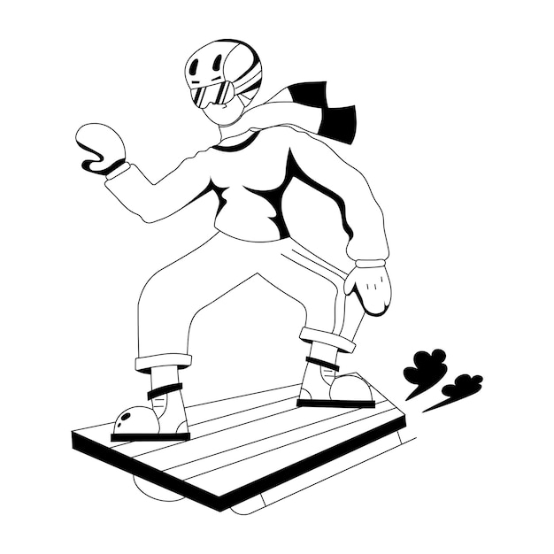 Ilustración de glifo de snowboard personalizable y fácil de usar