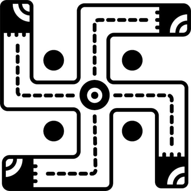 Ilustración del glifo swasthik y del vector de líneas