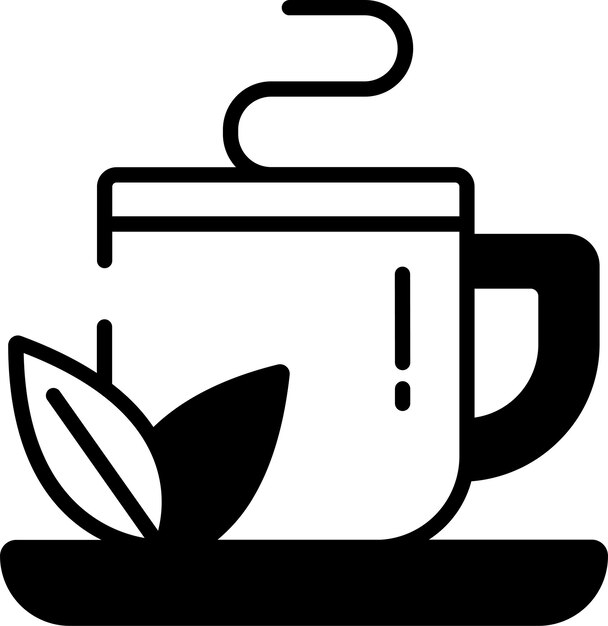 Ilustración de glifo de té de coca y vector de líneas
