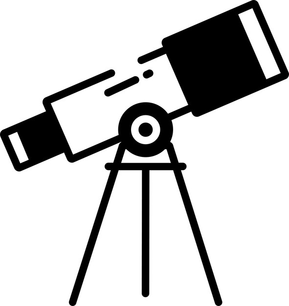 Ilustración de glifo de telescopio y vector de línea