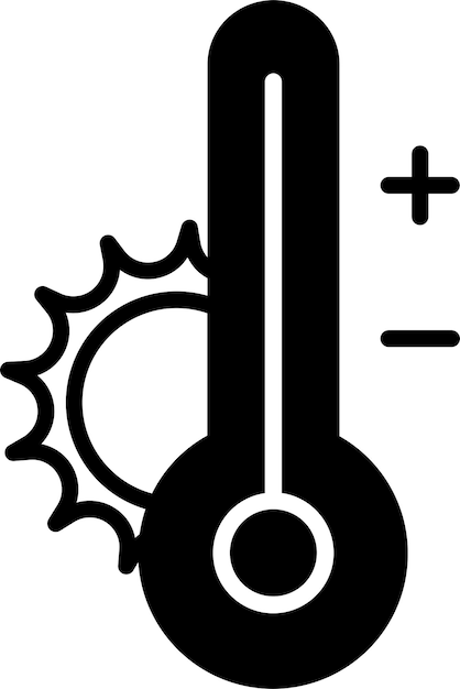 Ilustración de glifo de temperatura y vector de líneas