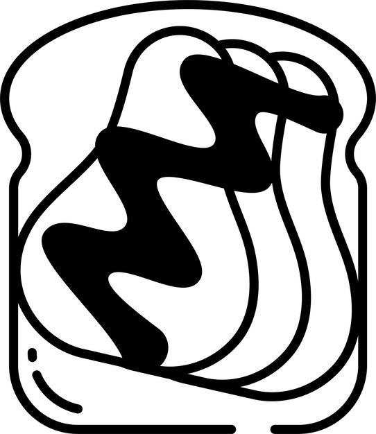 Ilustración de glifo de tostada y vector de líneas
