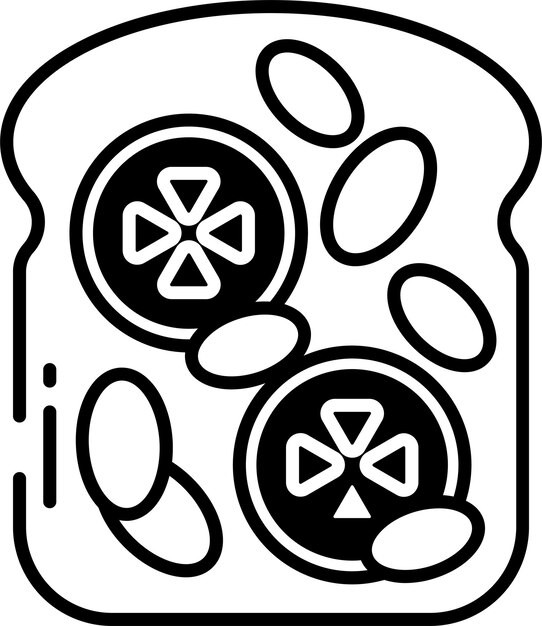 Ilustración de glifo de tostada y vector de líneas