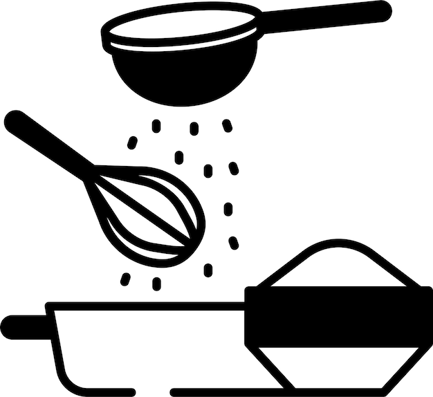 Ilustración de glifo y vector de línea de batido de harina