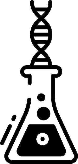 Ilustración de glifo y vector de línea de biología química
