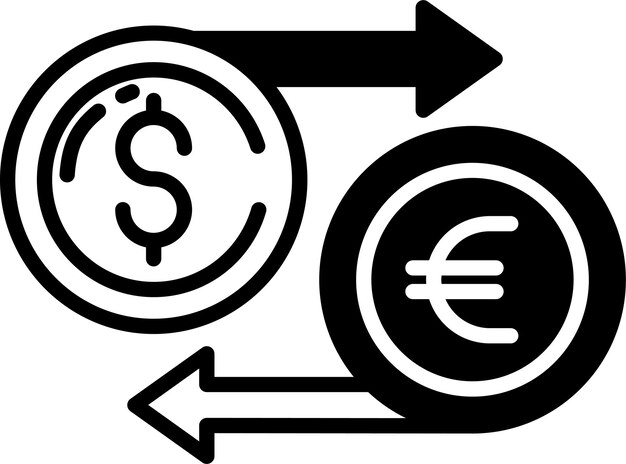 Ilustración de glifo y vector de línea de cambio de divisas
