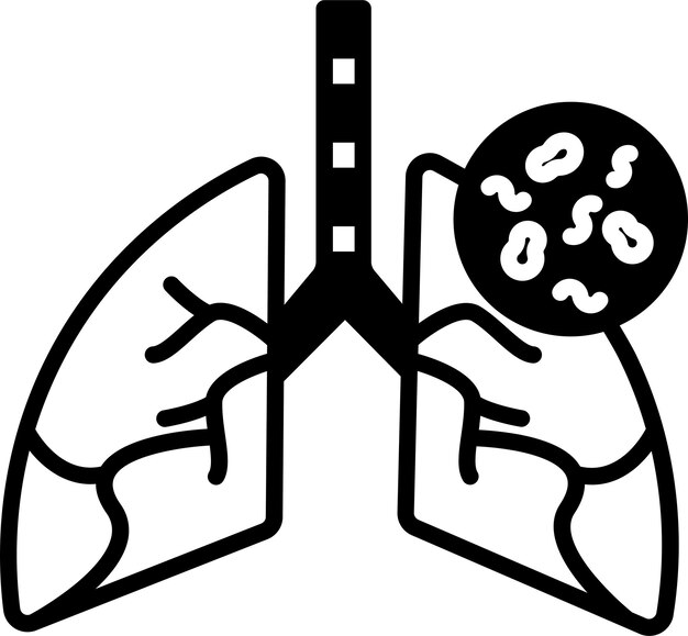Ilustración de glifo y vector de línea de la infección pulmonar